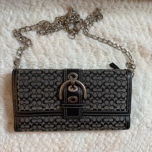 🖤 Vintage Coach Soho XL Signature Black and Gray Wallet & Checkbook EUC